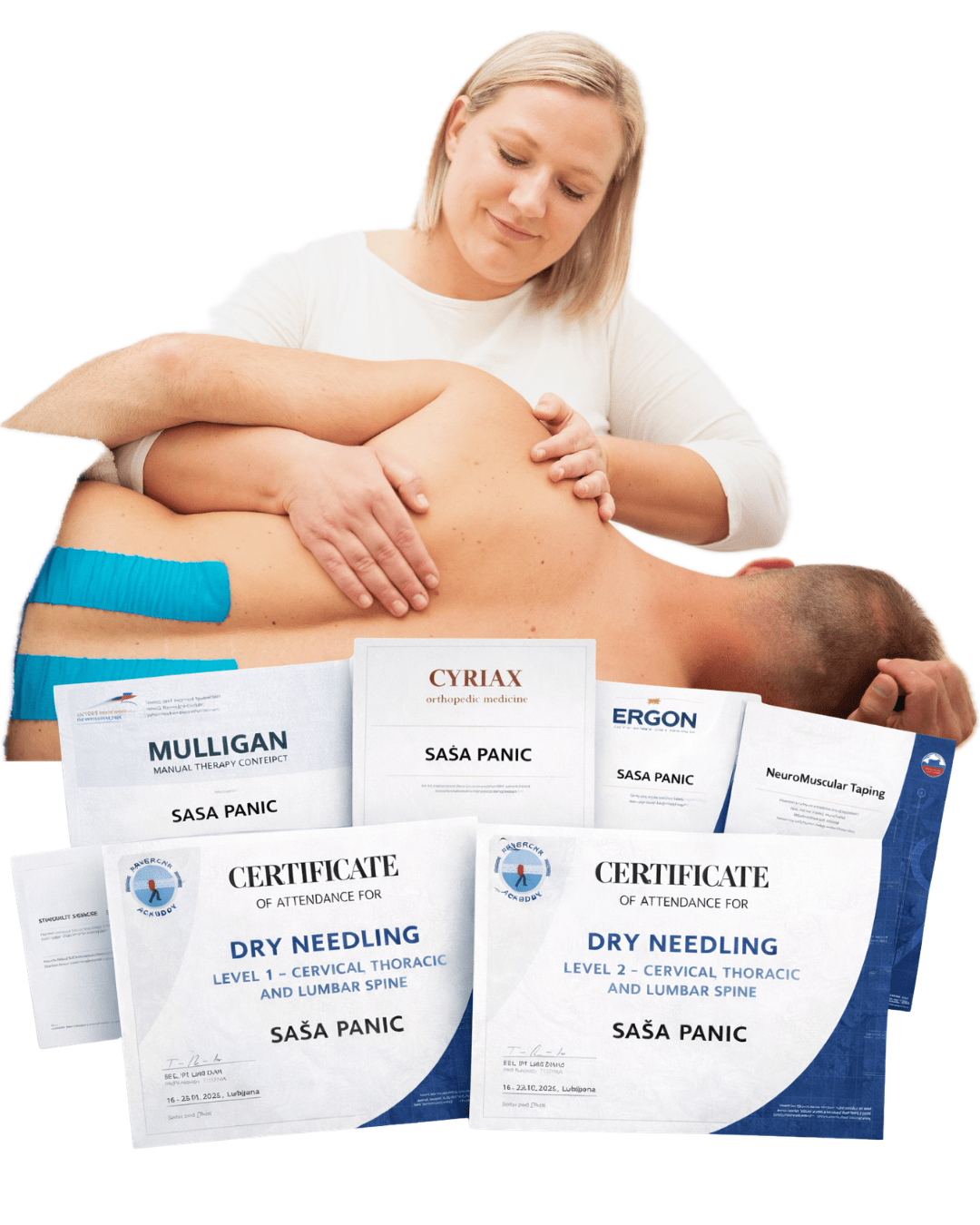 Saša Panič - Fizioterapija in certifikati